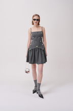 Minetta Beaded Wool Mini Dress