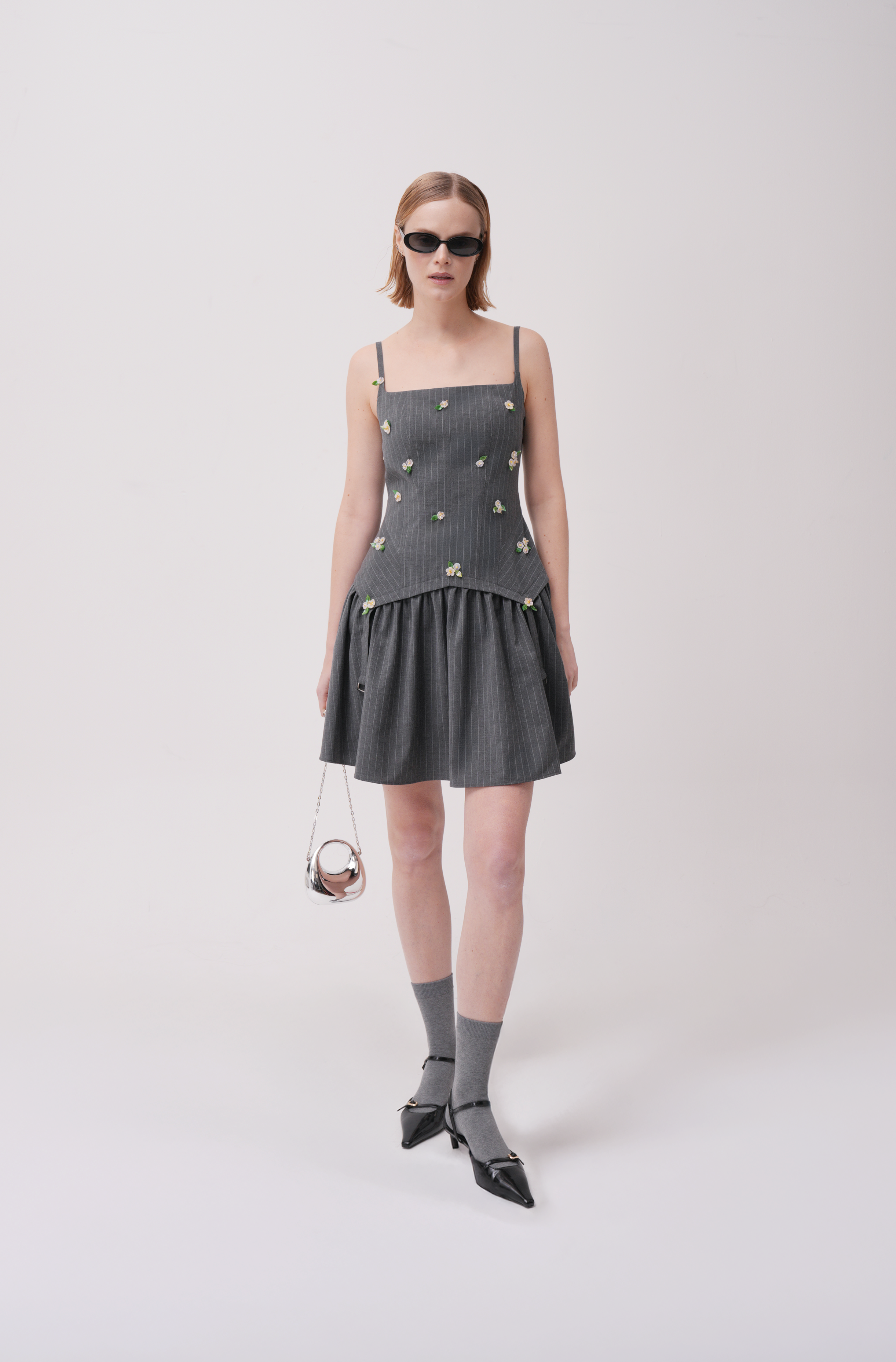 Minetta Beaded Wool Mini Dress