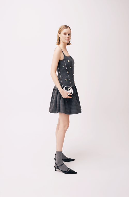 Minetta Beaded Wool Mini Dress