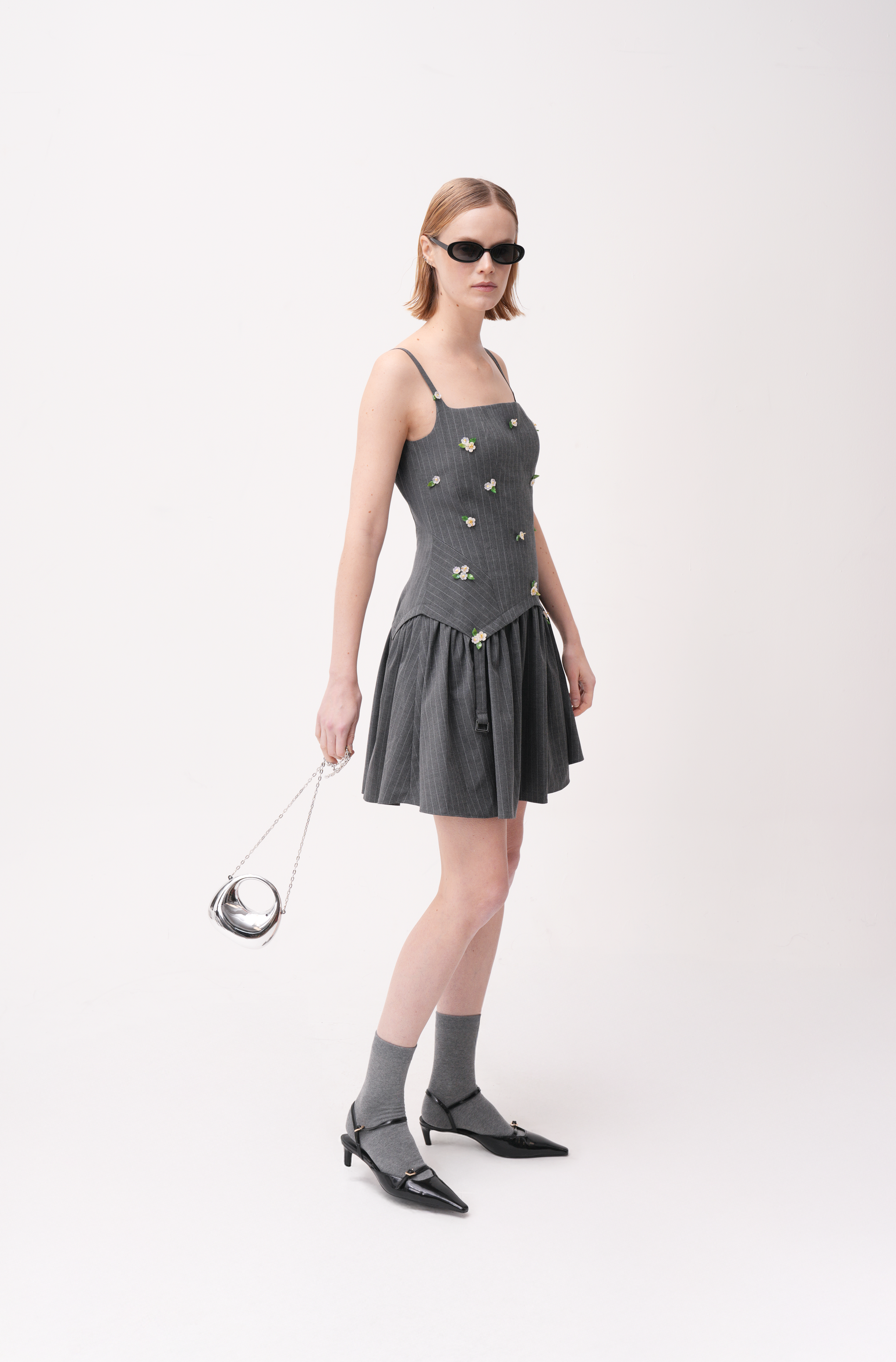Minetta Beaded Wool Mini Dress